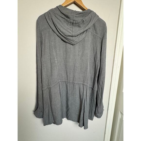Sunday women's grey full zip hooded lightweight jacket Size XL Drawstring Waist - Picture 3 of 12